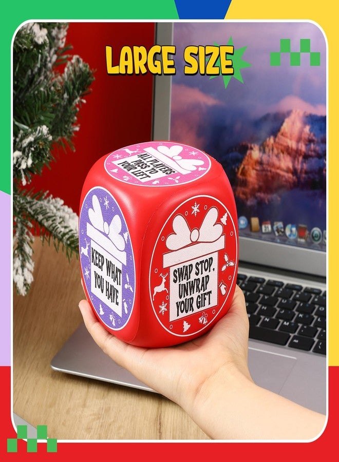 MiniInflat 4 Pcs Exchange Dice, 4 * 4inch Santa Swap Gift Exchange Dice for Adults Xmas Family Team Building Office White Elephant Friendship Christmas - Image 3